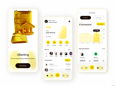 QBanking App - Light mode app app design banking blockchain crypto design finance fintech gold ui ux