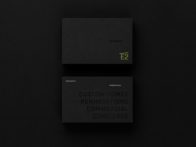E2 BUSINESS CARDS black blackout builder business card business card design businesscard e2 green paper print spot varnish