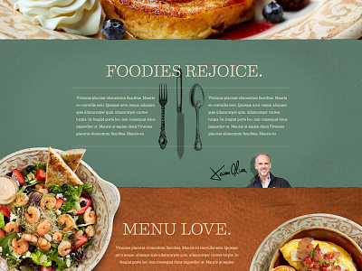 Foodies Rejoice. breakfast copper food homepage overhead restaurant scrolling page signature utensils