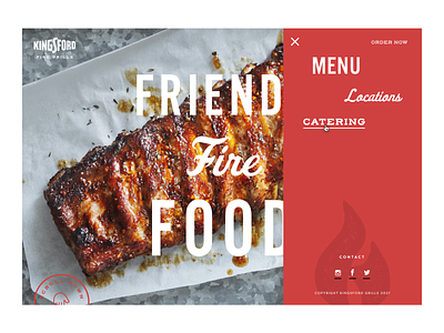 Draw Menu branding draw grill kingsford landing page main nav. menu menu page red restaurant ui website