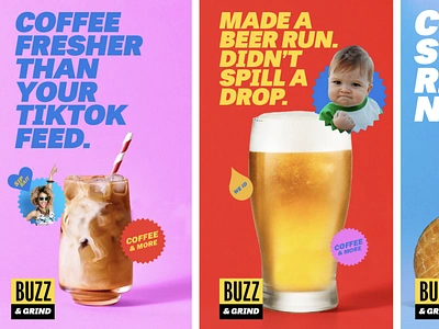 Buzz & Grind Concepts beer black branding bright coffee internet social yellow