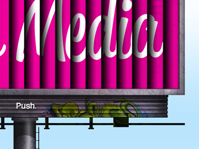 Billboard billboard graphic pink push sign type