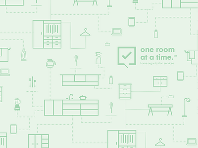 One Room branding check floorpan furniture green logo mint objects room square
