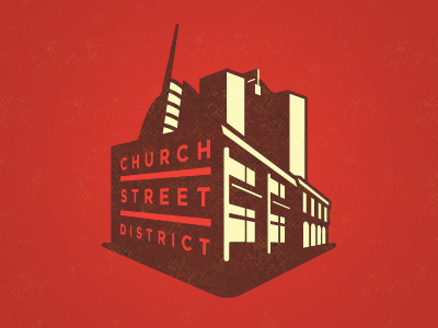 Church Street District architecture brown buildings identity logo red yellow