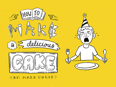 Delicious Cake baking cake cartoon crying delicious eating hand type illustration kid sad yellow