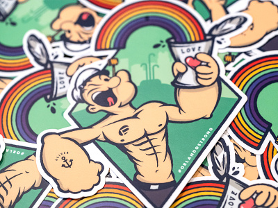 Orlando Pop-Eye Sticker abs gay pride illustration love orlando pop eye rainbow sticker