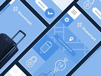 Bluesmart App app battery blue location luggage menu scale settings unlock