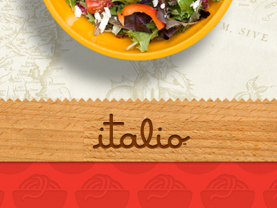 Italio2 food logo map menu restaurant salad website wood