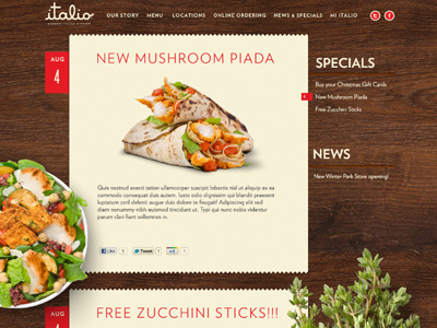 Blog Design blog buttons food herb italian restaurant ui website