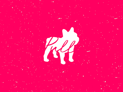 Pull films boxer bulldog dog hand drawn logo negative space pink pull