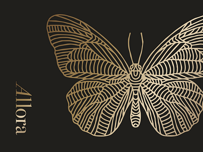 Allora Butterfly butterfly day spa gold lack logo luxury spa wellness identity