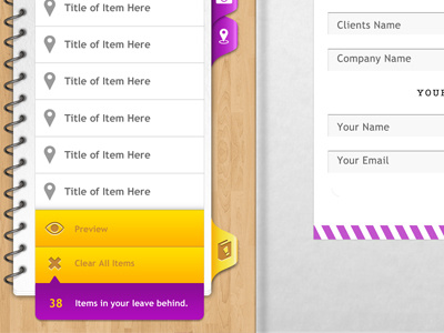 Hello App UI app buttons envelope icons ipad notebook paper purple tabs ui wood