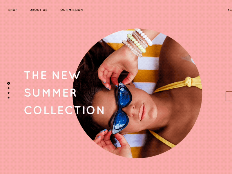 Homepage Design bright color ecommerce happy homepage nav summer sunglasses