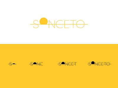 Sonceto Mark apartment brand design horizon logo mid century sanserif strike sun sunny sunrise yellow