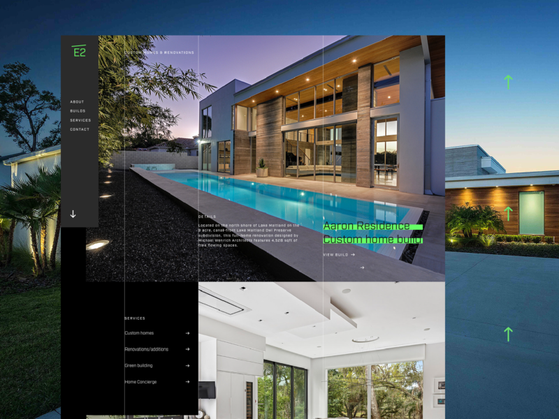 E2 Site Concept arrows builder dark e2 geometric grid home homepage modern web website website concept website design