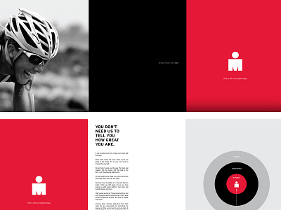 Ironman Pitch Work black branding brochure cyclist info graphic red