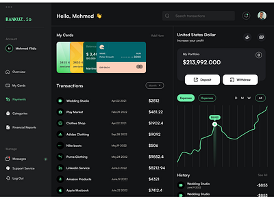 Dashboard Design for Finance Managment