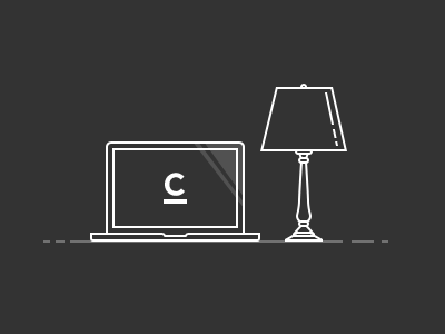 Animated Desk animation black and white desk flat footer gif illustration lamp laptop motion simple website