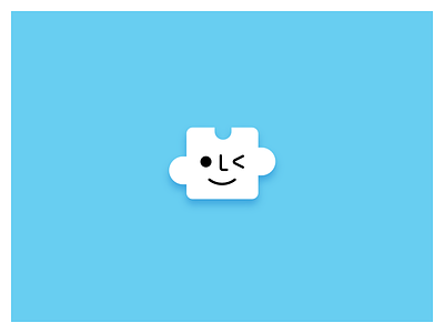 Partsee ( ● L < ) branding face icon logo piece puzzle wink