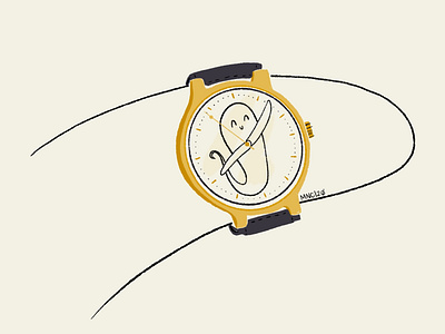 07 Time aughost aughostus gloom character character design design ghost hands hours illustration midcentury mintues procreate retro time vintage watch women in illustration