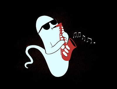 Ensnare aughost aughostus gloom character character design design ghost illustration mid century retro saxophone vintage
