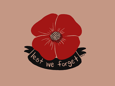 Lest We Forget design illustration poppy procreate retro veteran