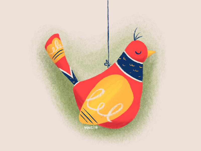 Ornament 06 faux phoenix bird harry potter mid century retro design illustration ornament christmas