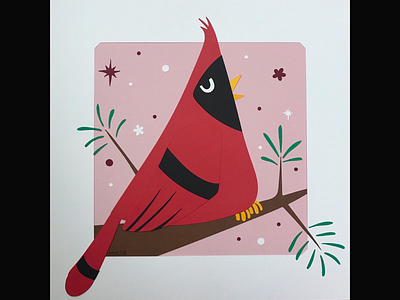 Vocal Cardinal bird cardinal christmas design illustration mid century paper