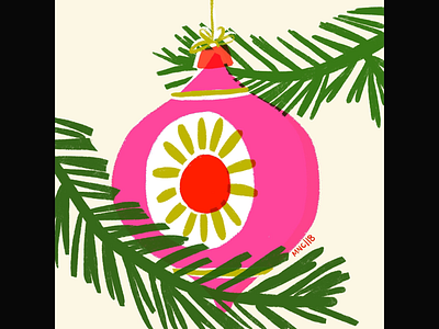 Ornament 17 christmas design digital illustration mid century neon ornament retro vintage