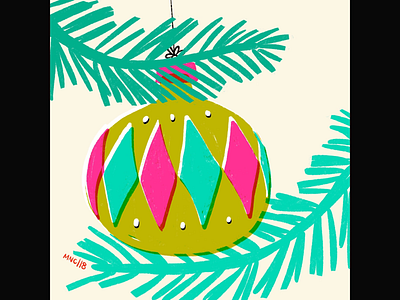 Ornament 19 christmas design digital illustration mid century ornament retro vintage