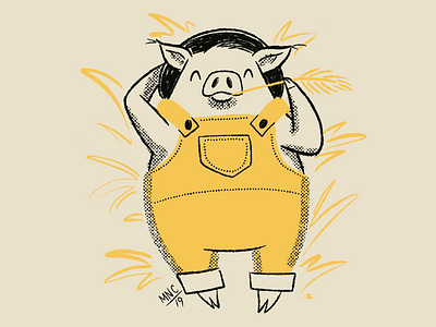 Country Pig character character design design illustration mid century pig retro three little pigs vintage