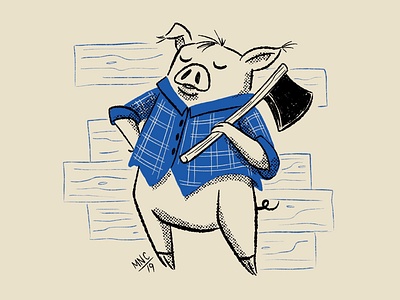 Lumber Pig character character design design illustration mid century pig retro three little pigs vintage