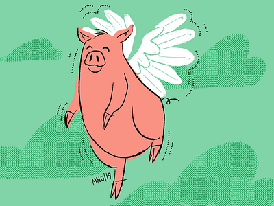 When Pigs Fly character character design design fly illustration mid century pig retro vintage