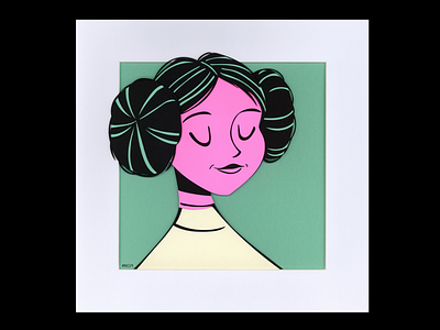 Leia (paper cut) character design illustration leia mid century retro star wars