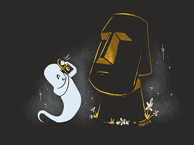 13 | Stone aughost character design ghost illustration mid retro vintage