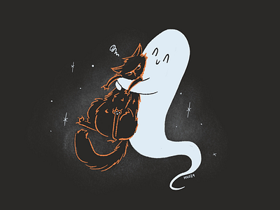 15 | Cat aughost character design ghost illustration mid century retro vintage