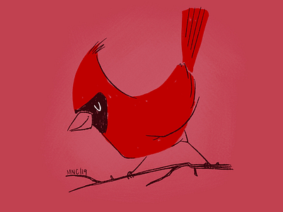 Cardinal cardinal character design digital art illustration mid century retro septembird