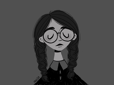 Wednesday Monika avatar character design illustration mascot retro vintage wednesday addams