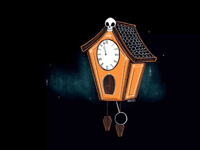 It’s time animation aughost character cuckoo clock design ghost retro vintage