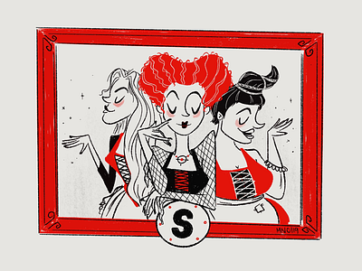 S is for the Sanderson Sisters abc of horrors character design hocus pocus illustration mid century retro vintage