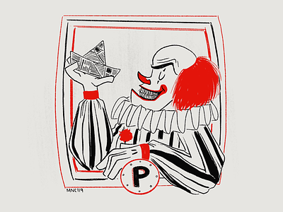 P is for Pennywise abc of horrors character clown design illustration it pennywise retro vintage