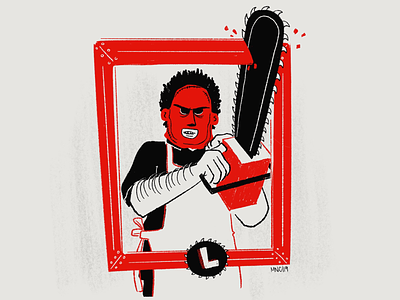 L is for Leatherface abc of horrors character design illustration leatherface mid century retro texas chainsaw massacre vintage