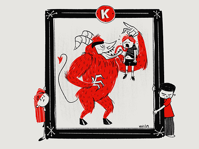 K is for KRAMPUS abc of horrors character design illustration krampus retro vintage