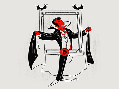 D is for DRACULA abc of horrors character design dracula illustration mid century retro vintage