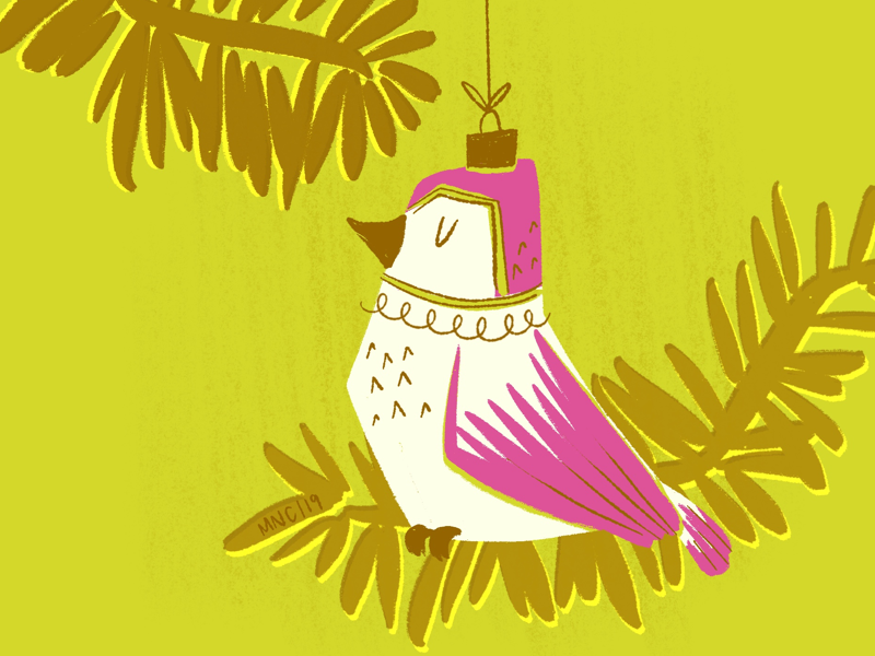 Mele kalikimaka tropical bird mid century retro vintage design ornament christmas