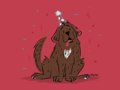 Birthday Boy birthday character design dog happy illustration mid century newfoundland retro vintage