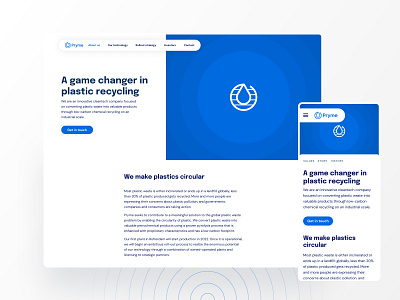 Pryme Cleantech blue clean cleantech design recycling ripple technology ui ux web website white