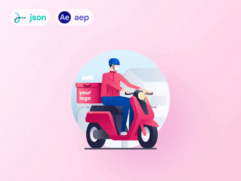 Delivery motorcycle animation aep delivery delivery man driver json lottie motorcycle online service shipper transportation