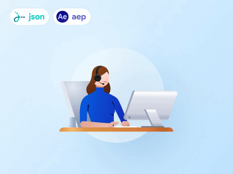 Customer support animation aep animation call center customer customer care customer service customer support help center help line json lottie support