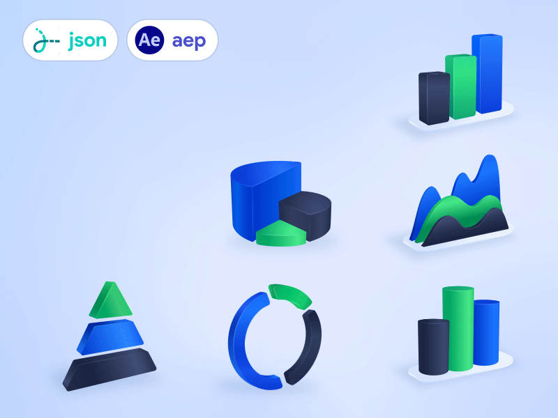 Isometric chart animations pack